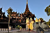 Myanmar - Mandalay, Shwe In Bin Kyaung a wonderful example of the Burmese unique teak architecture and wood-carving art. 